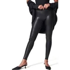 SPANX Faux Leather Black Leggings Women’s Size L